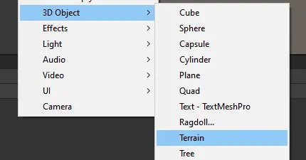 Creating a new Terrain in Unity